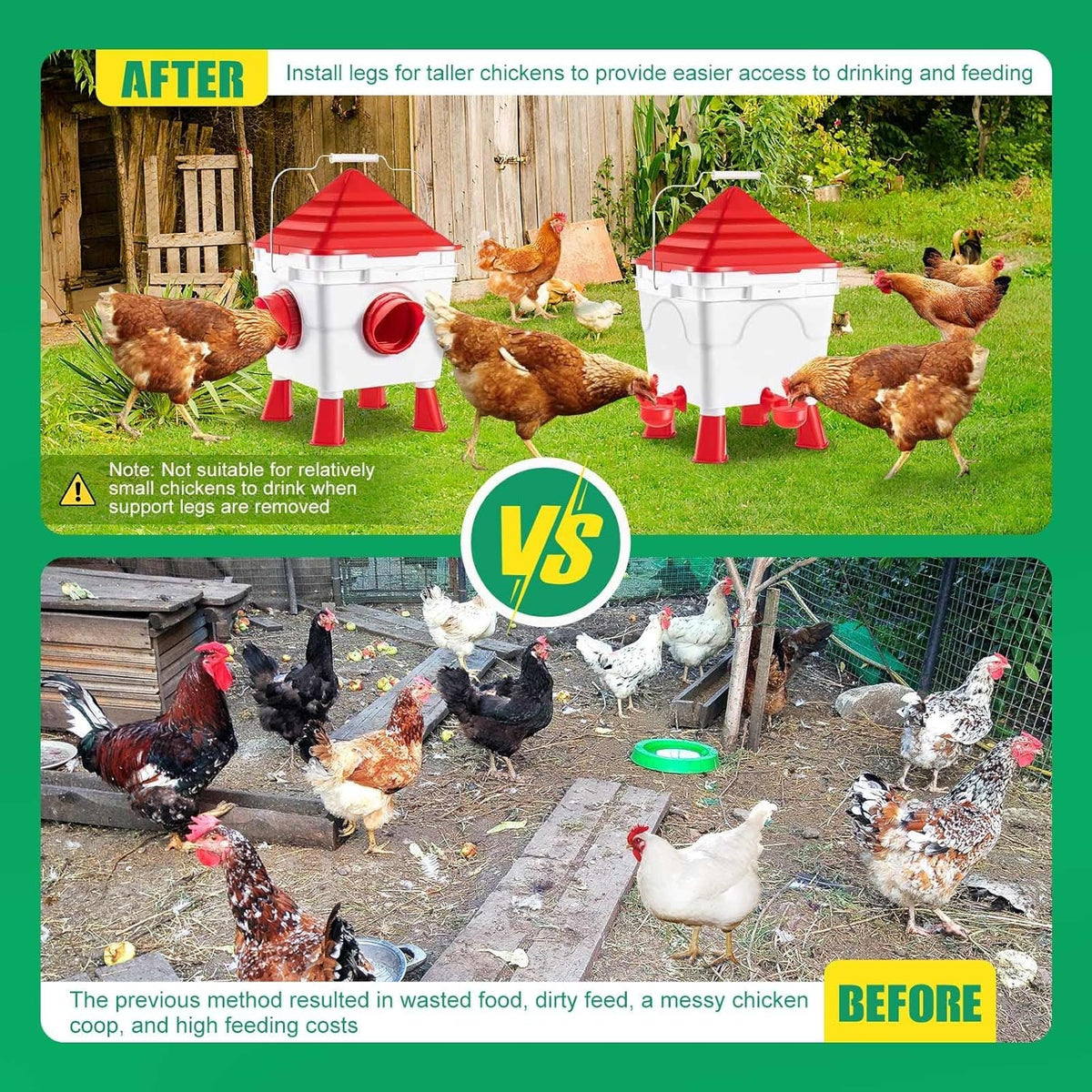 Automatic Chicken Feeder Waterer Set with 8KG Food & 8L Water