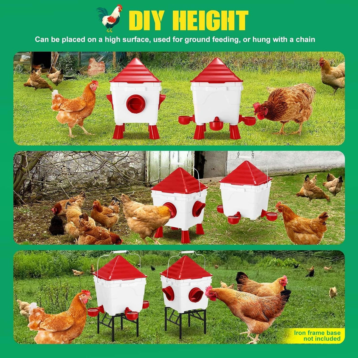 Automatic Chicken Feeder Waterer Set with 8KG Food & 8L Water