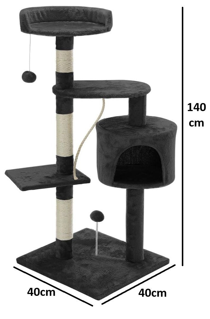 140cm Cat Tree for Indoor Cats with Plush Perch & Scratching Posts