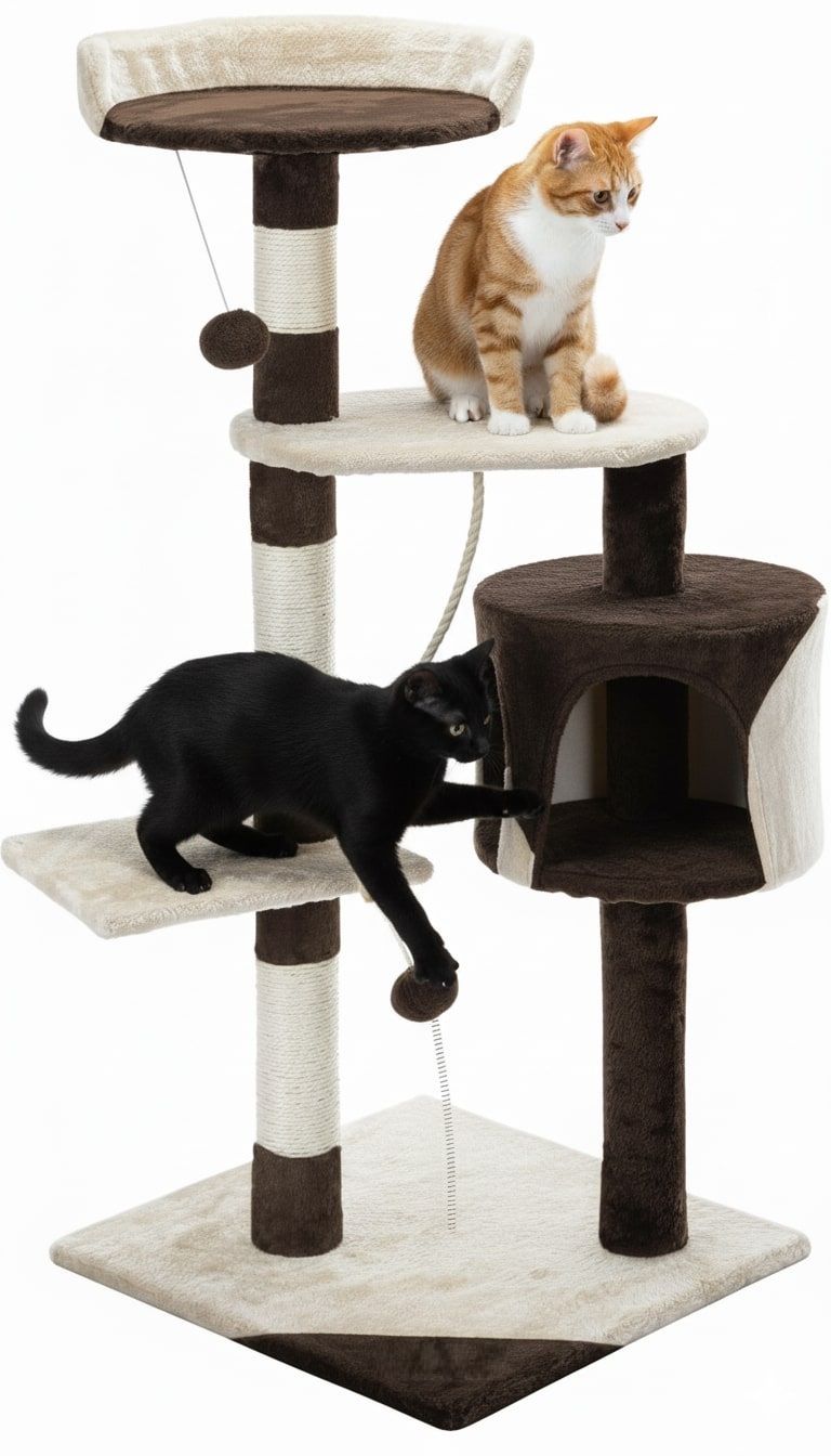 140cm Cat Tree for Indoor Cats with Plush Perch & Scratching Posts
