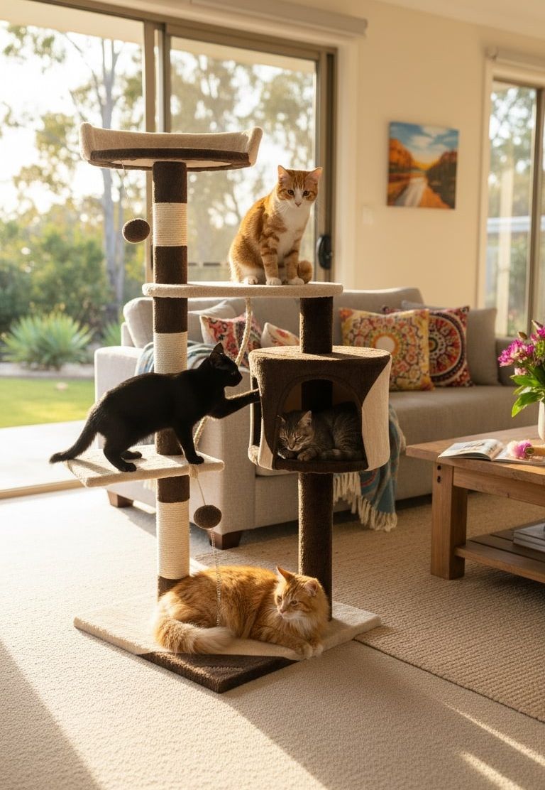 140cm Cat Tree for Indoor Cats with Plush Perch & Scratching Posts
