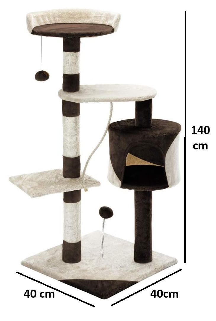 140cm Cat Tree for Indoor Cats with Plush Perch & Scratching Posts