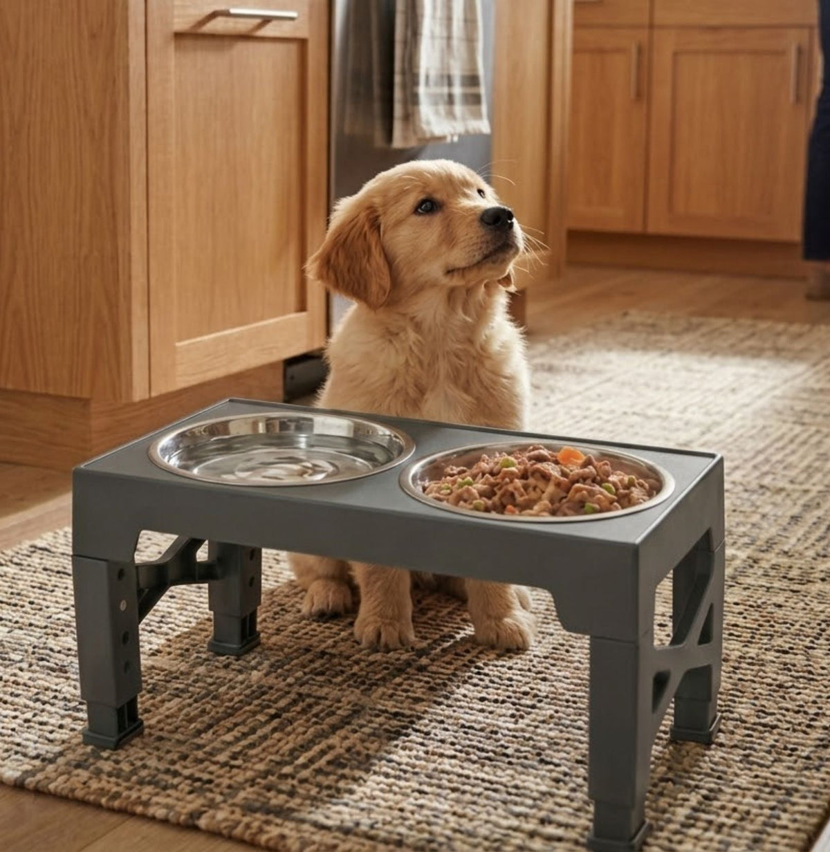 Raised Dog Bowl Stand Adjustable Height for All Dogs & Cats