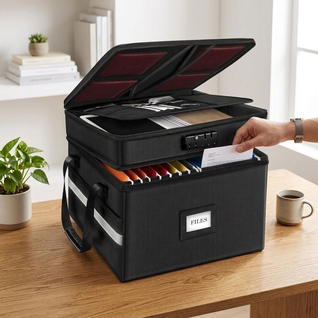 Fireproof Document Box with Lock for Office Storage