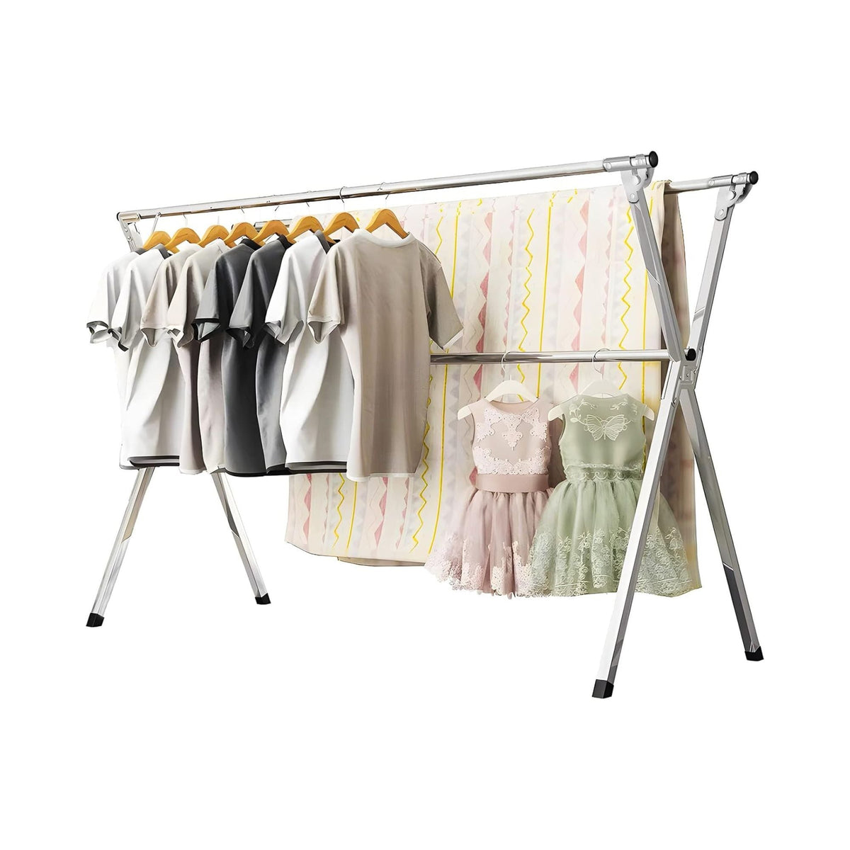 Folding Clothes Drying Rack Grey Galvanized Steel