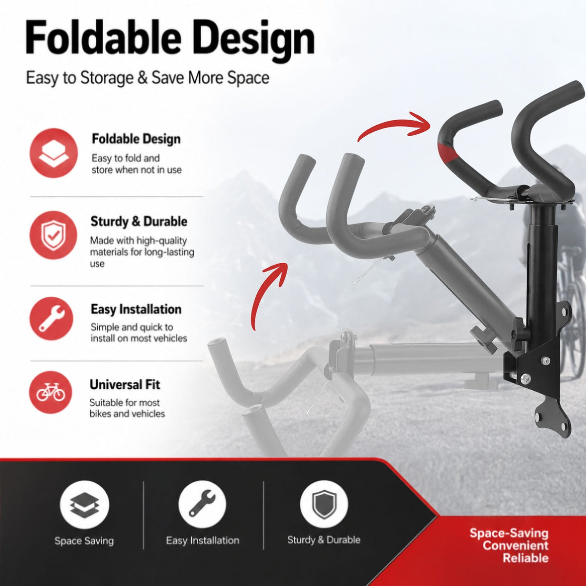 Adjustable Wall Mount Bike Rack for Garage Storage