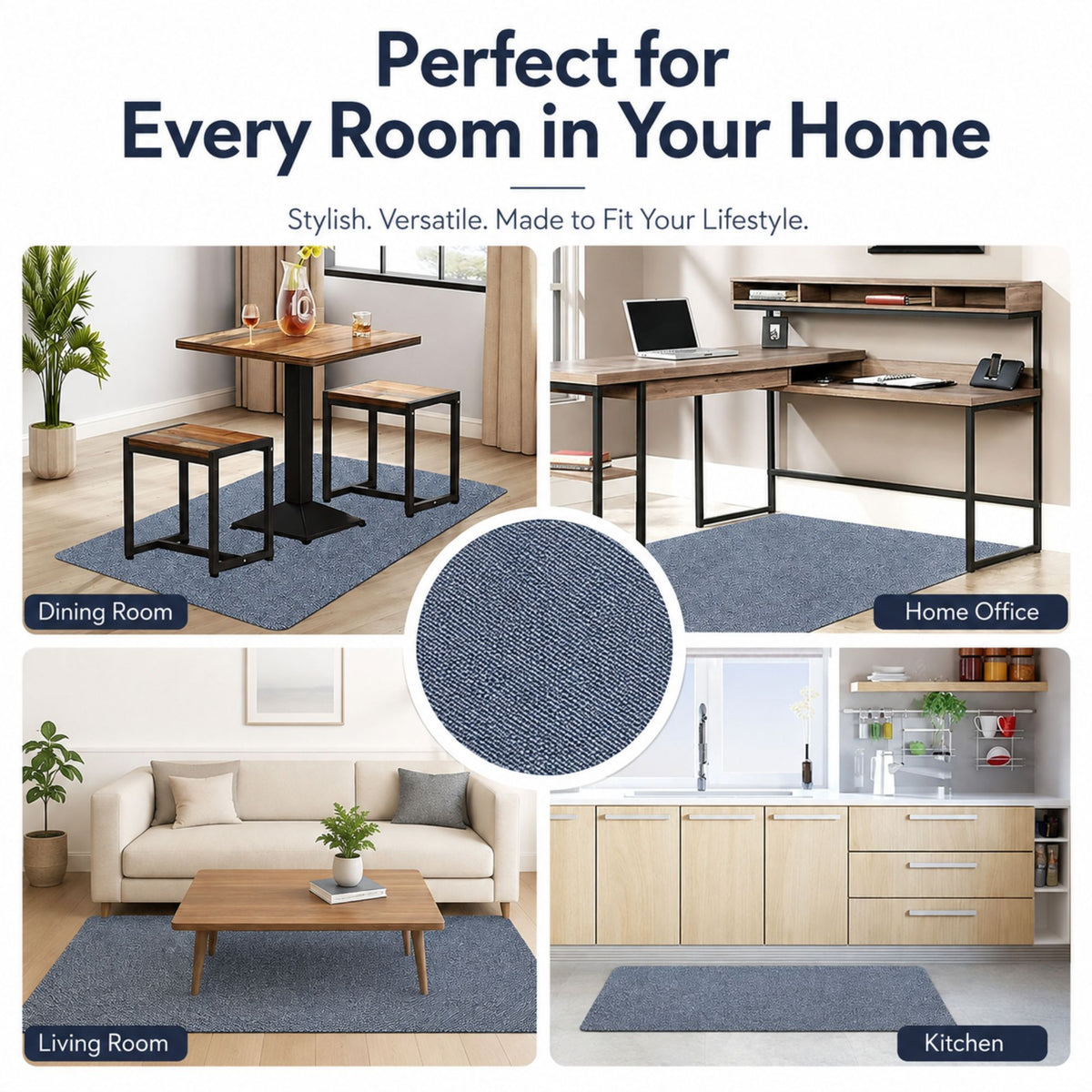 Office Chair Mat Hard Floor Protector 120x90 cm Anti - Slip Grey
