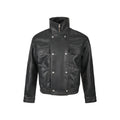 Stand collar short leather jacket for men