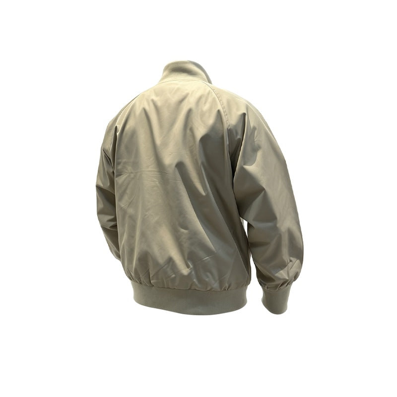 Simple Solid Color Loose Baseball Collar Flight Jacket for Men