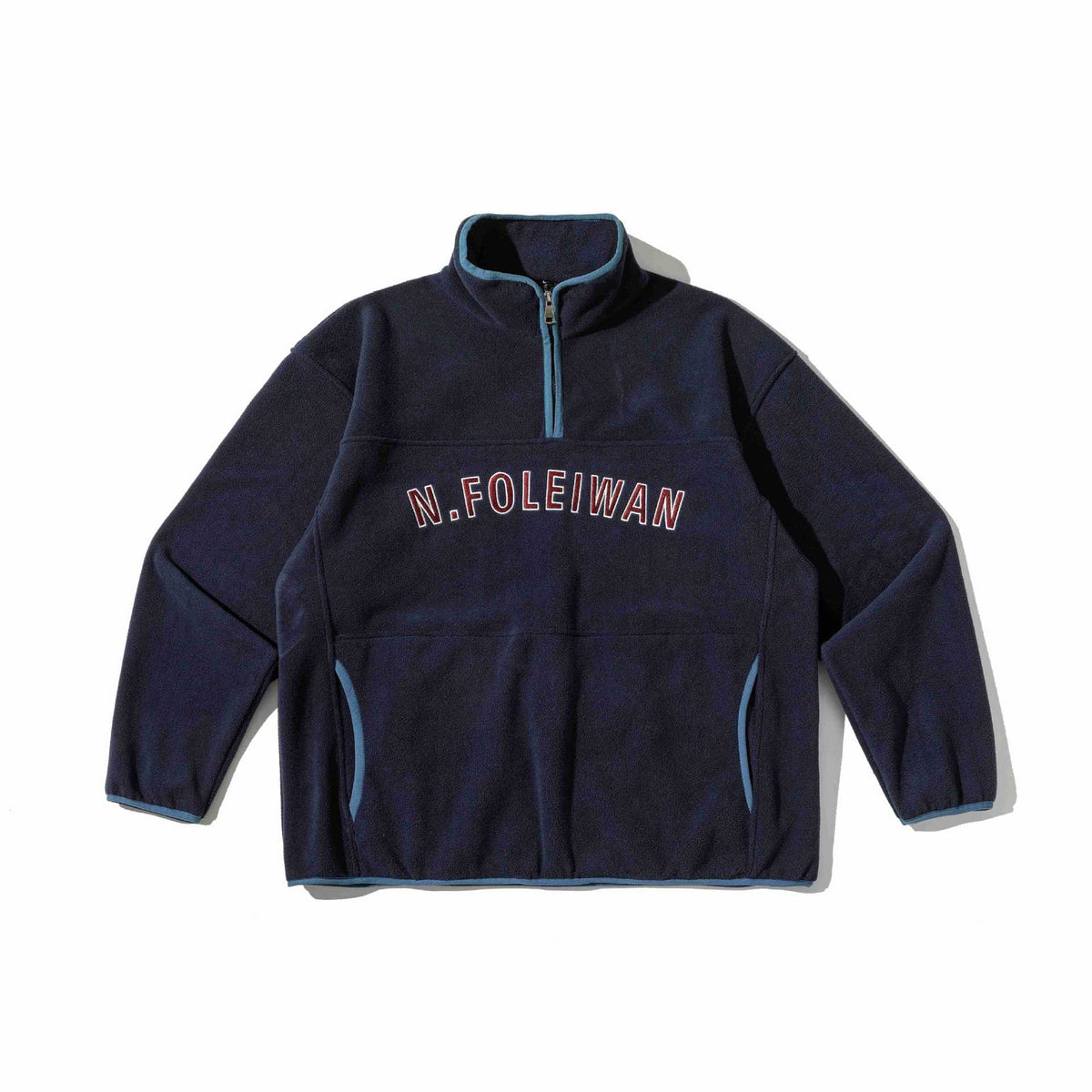 Letter Embroidery Long Sleeve Zipper Pocket Stand Collar Zipper Closure Hoodie Men