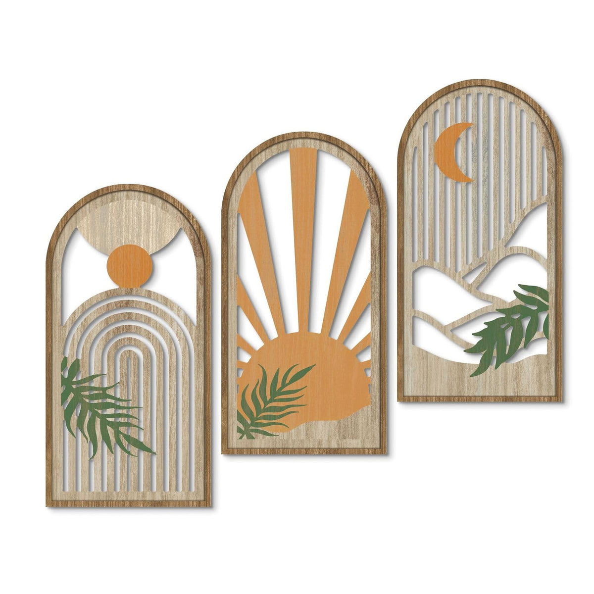 Rustic Wooden Wall Hanging Decor with Hollow Design for Bedroom and Living Room, Wall Art Decoration