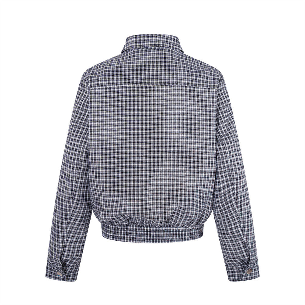Plaid lapel short jacket