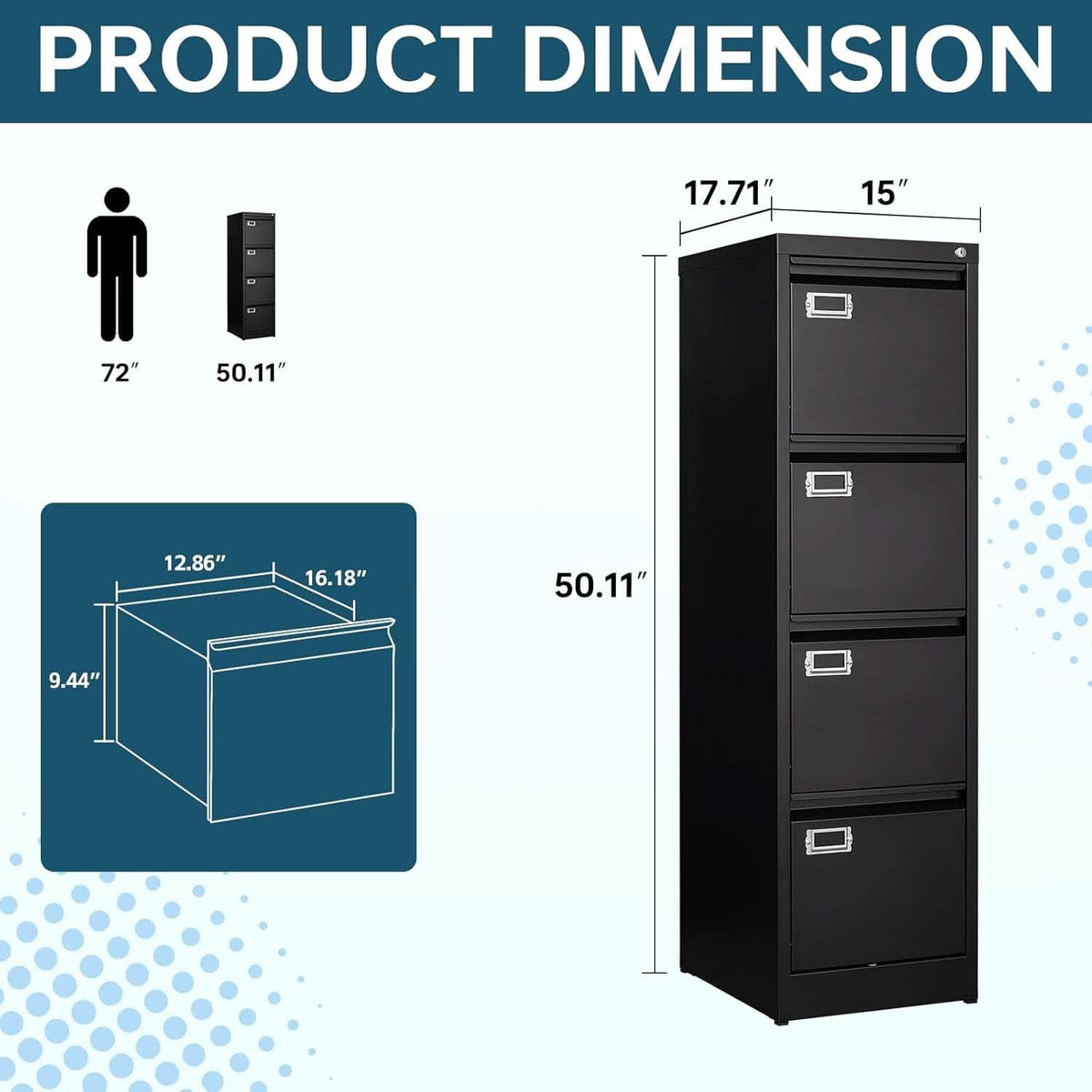 Four Drawer Filing Cabinet With Lock For Home Office