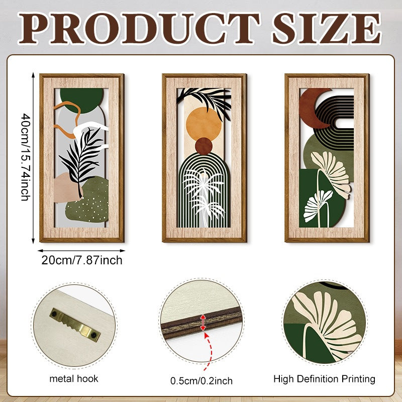 Rustic Wooden Wall Hanging Decor with Hollow Design for Bedroom and Living Room, Wall Art Decoration