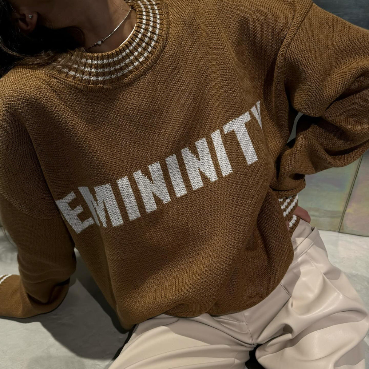 Knitted Sweater Crewneck Pullover Women's Top