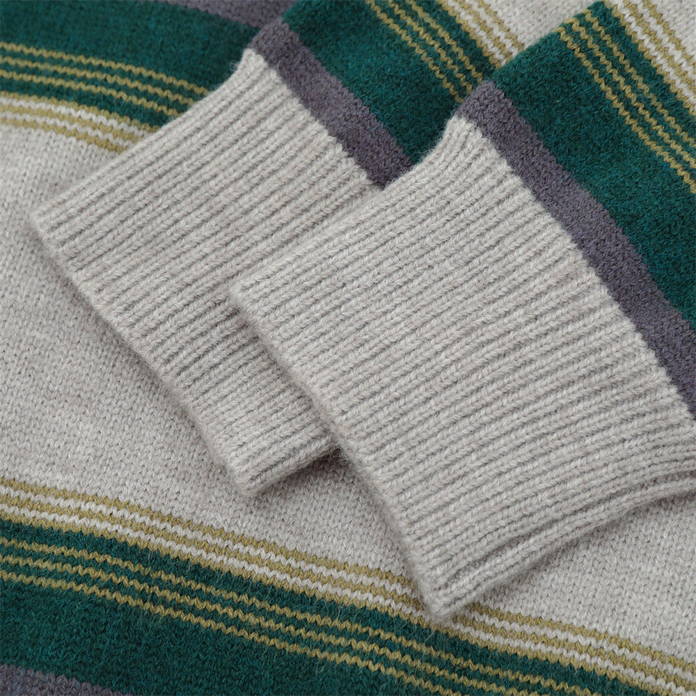 Contrast striped round neck sweater