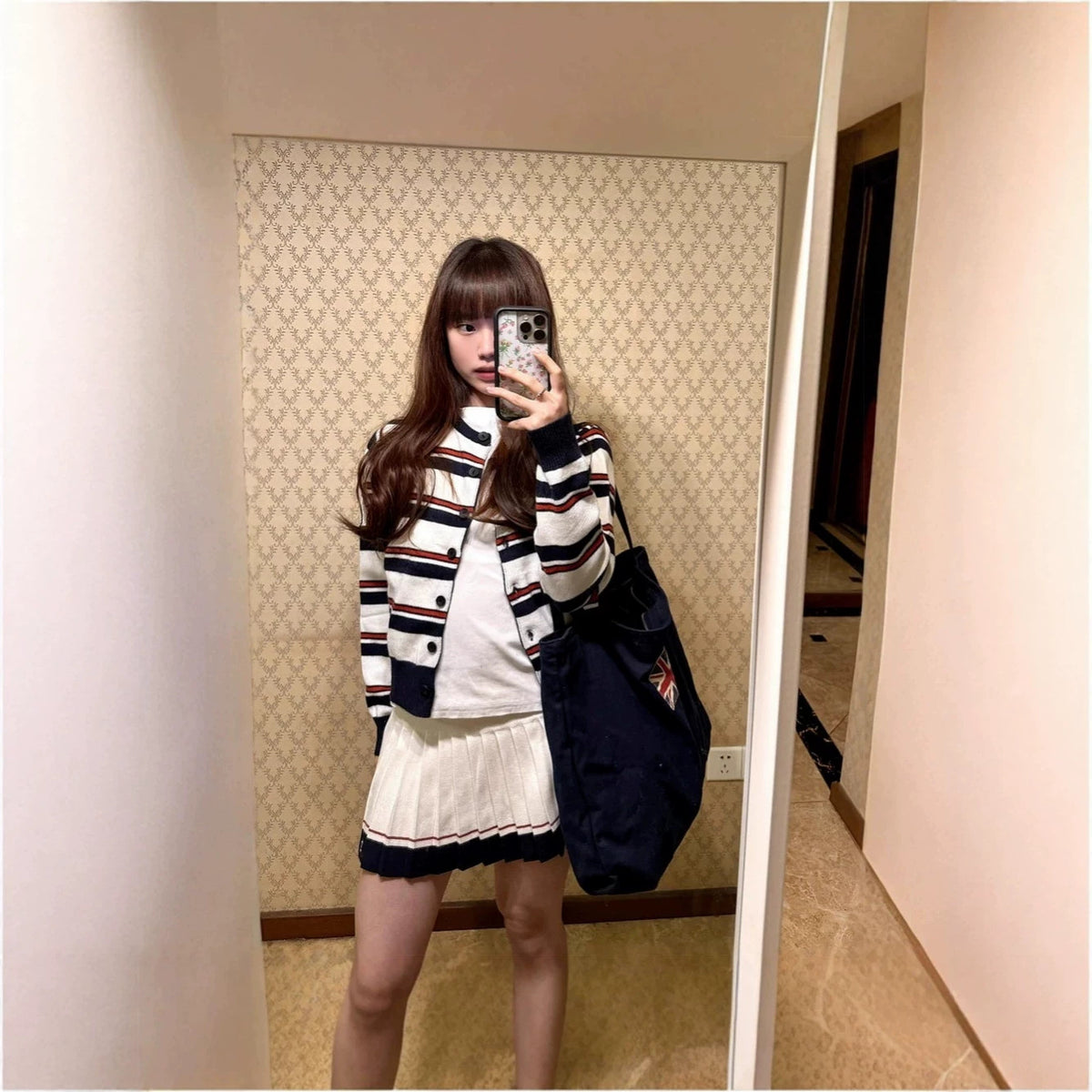 Striped Knitted Cardigan for Women in Autumn