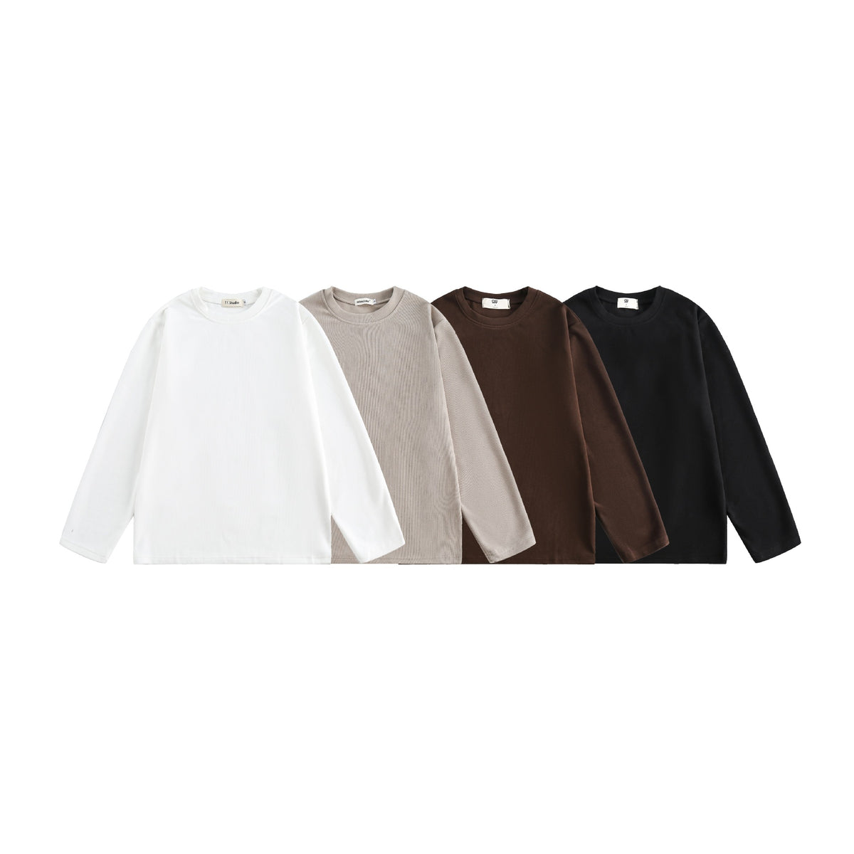 Loose Fit Plain Color Long Sleeve T-Shirt for Men