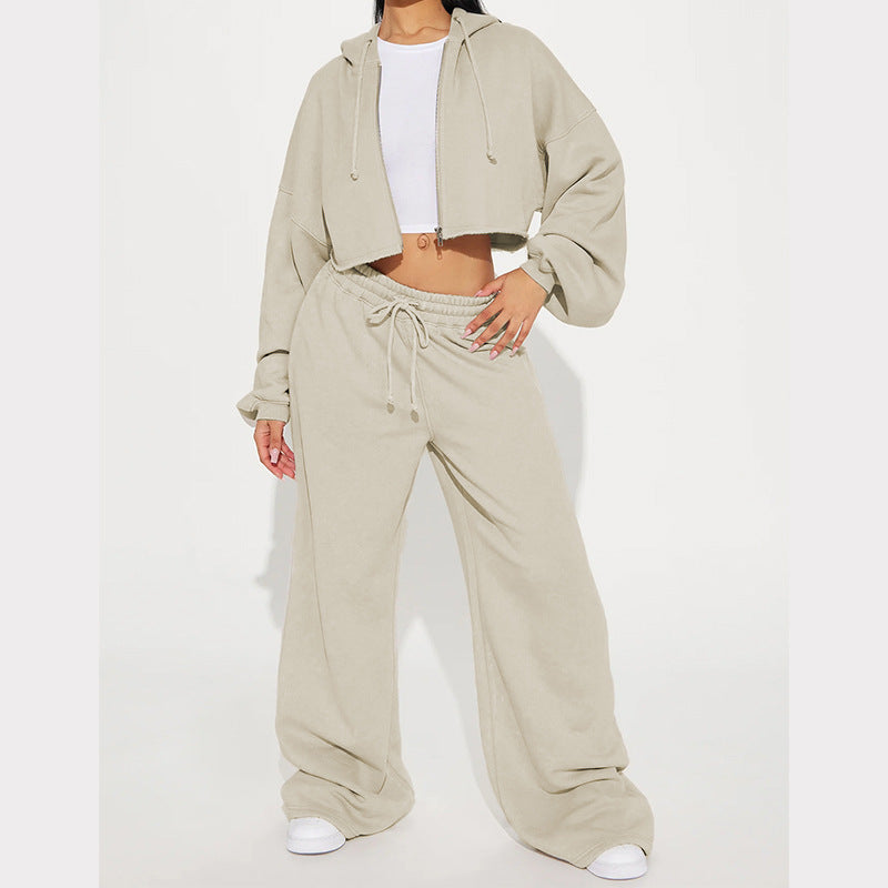 Long Sleeve Sporty Casual Hoodie Set for Women