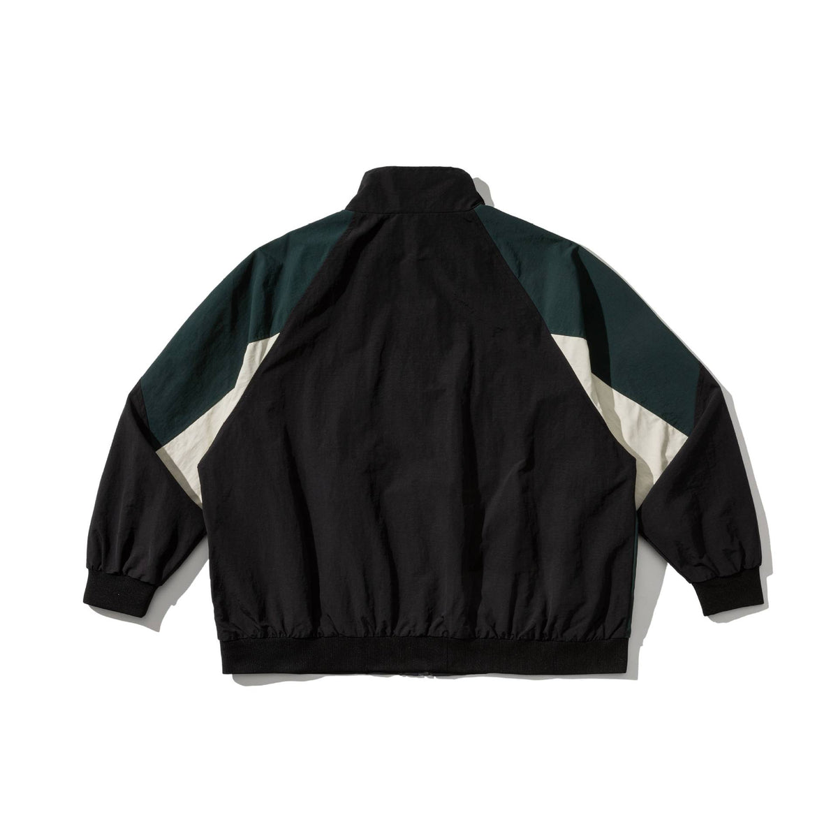 Color-block Design Zipper Stand-up Collar Loose Fit Couple Jacket