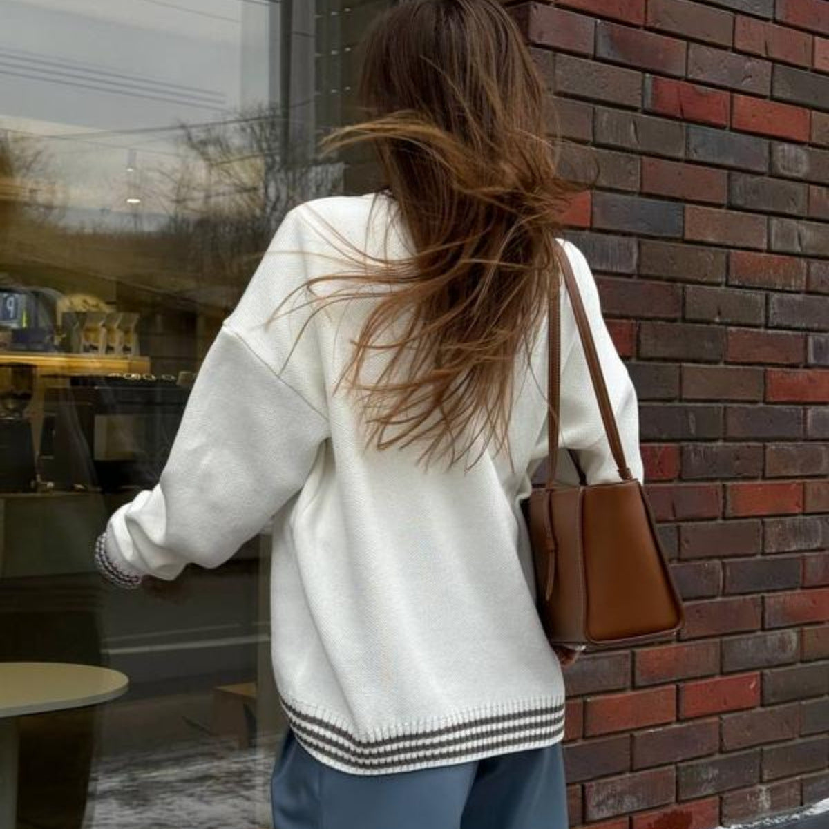 Knitted Sweater Crewneck Pullover Women's Top