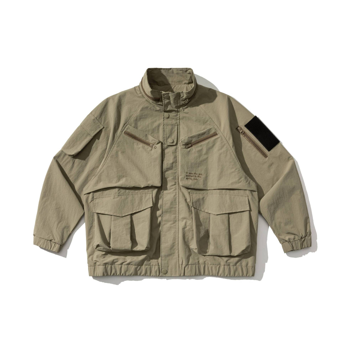 Outdoor functional windproof stand-up collar multi-pocket work jacket for men