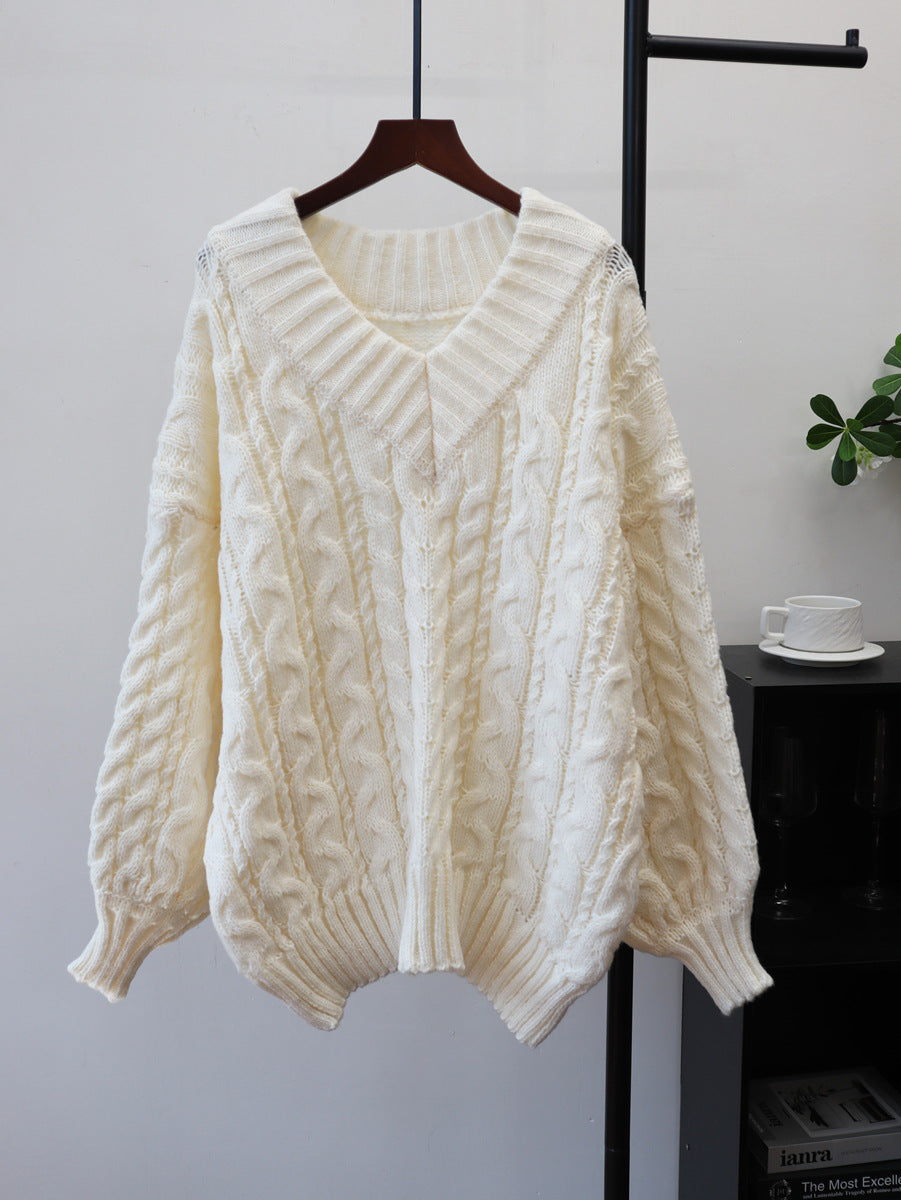 V-neck pullover sweater