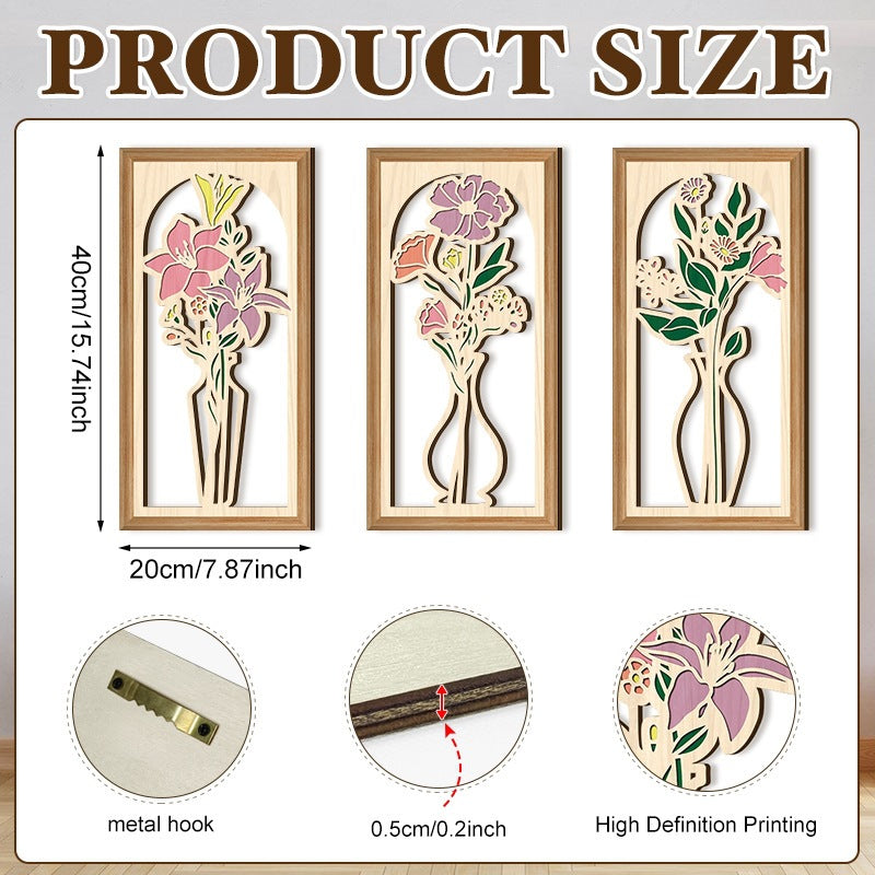 Rustic Wooden Wall Hanging Decor with Hollow Design for Bedroom and Living Room, Wall Art Decoration