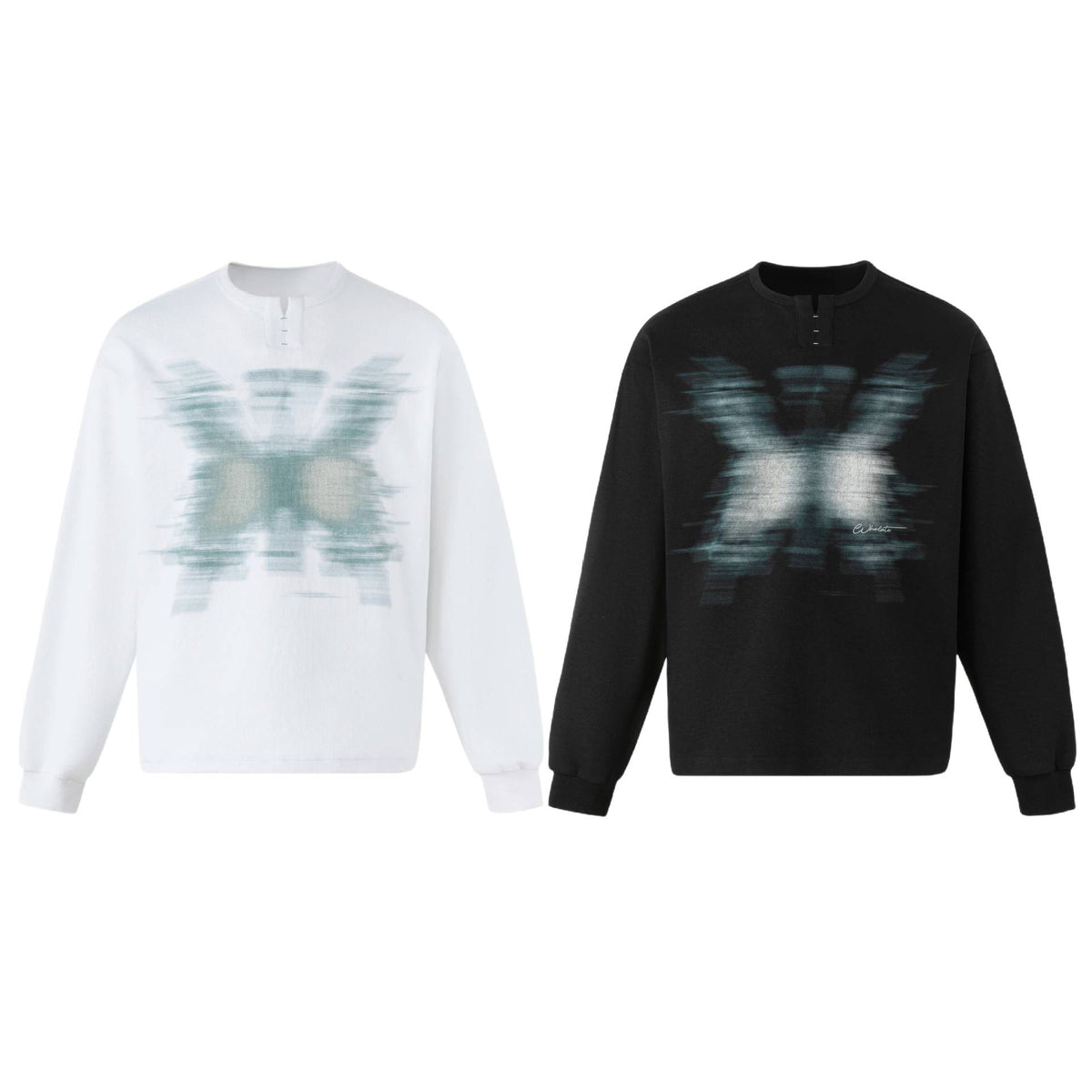 Butterfly Illusion Loose Henley Neck Long Sleeve Hoodie for Men