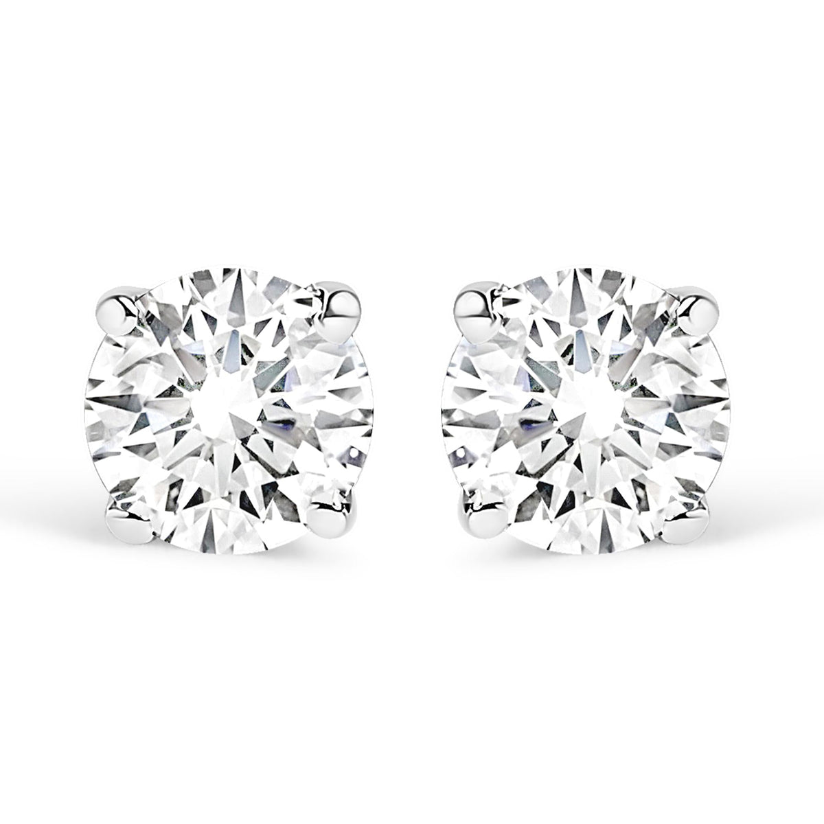 14K White Gold 1/4 Cttw Lab Grown Diamond 4-Prong Classic Solitaire Stud Earrings (G-H Color, VS2-SI1 Clarity)