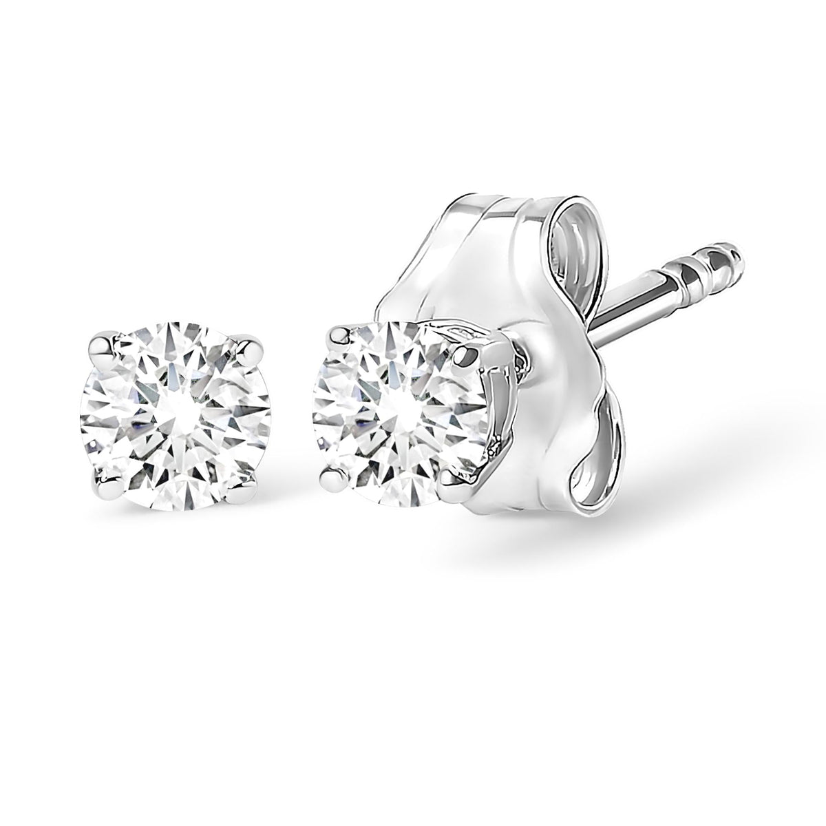 14K White Gold 1/4 Cttw Lab Grown Diamond 4-Prong Classic Solitaire Stud Earrings (G-H Color, VS2-SI1 Clarity)