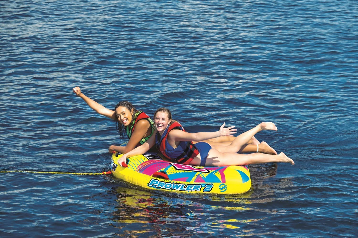 WOW Watersports Prowler Towable 2 Person 2P Starter Kit with 12V Pump and 2K Tow Rope