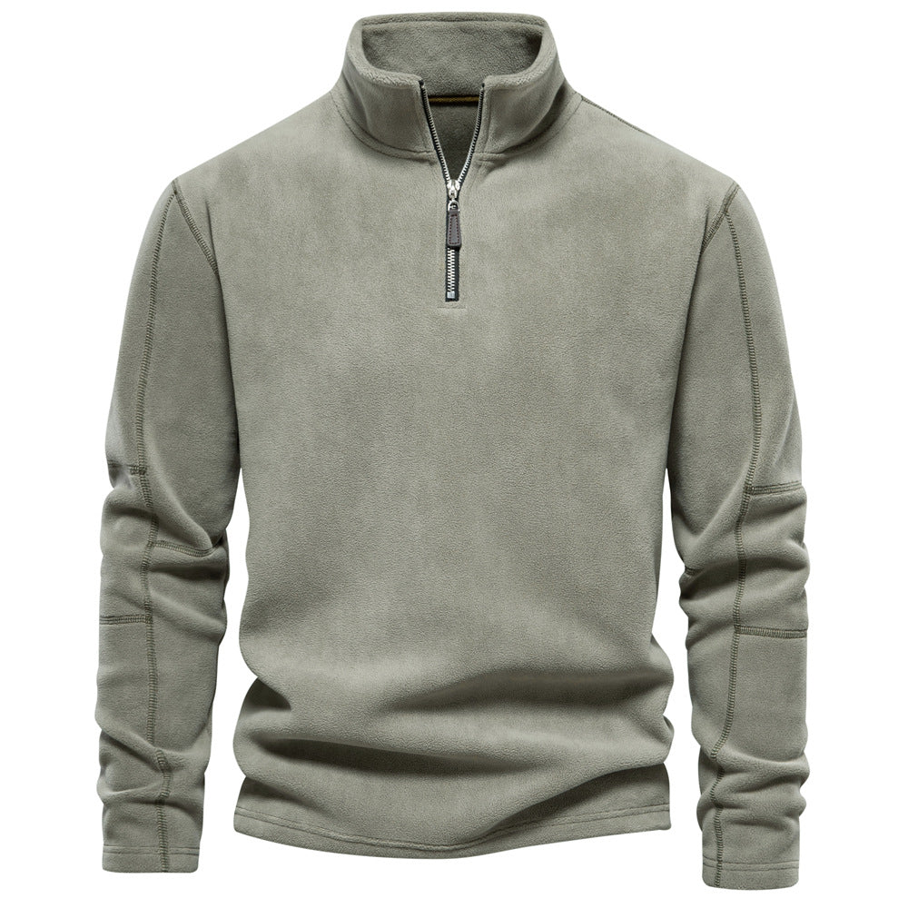 Men's Autumn And Winter New Style Half-Zip Long-Sleeved Sweat With Vertical Collar Cross-Border Trendy All-Match Men's Fleece Top