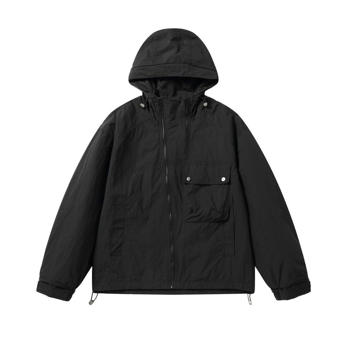 Outdoor Hooded Windbreaker  Loose Fit with 3D Pockets