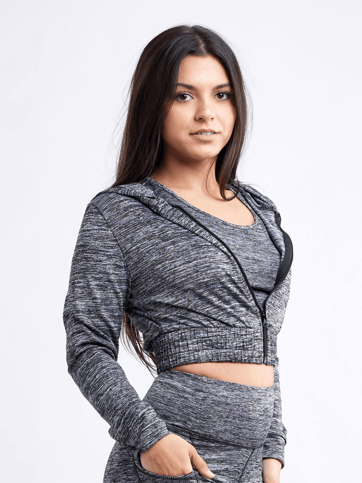 JupiterGear Athletic Zip-Up Crop Hoodie Jacket