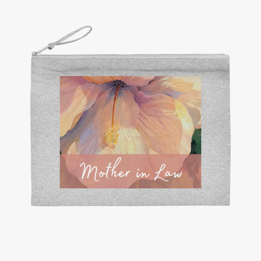'Mother in Law' Eco-Friendly Pouch I Bridal Collection I with 'Hibiscus' Original Artwork by American Artist Barbara Cleary