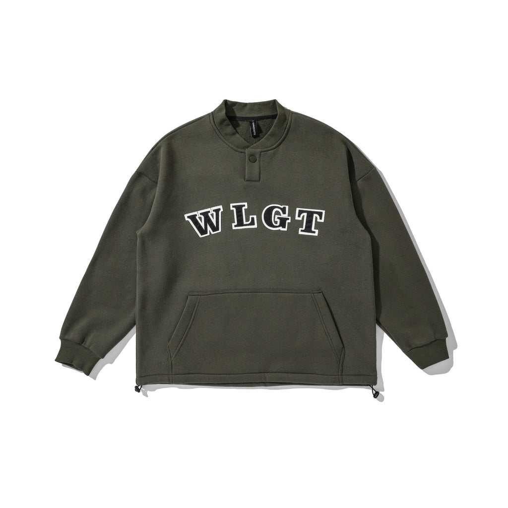 Letter Patch Embroidered Loose Unisex Fleece Hoodie