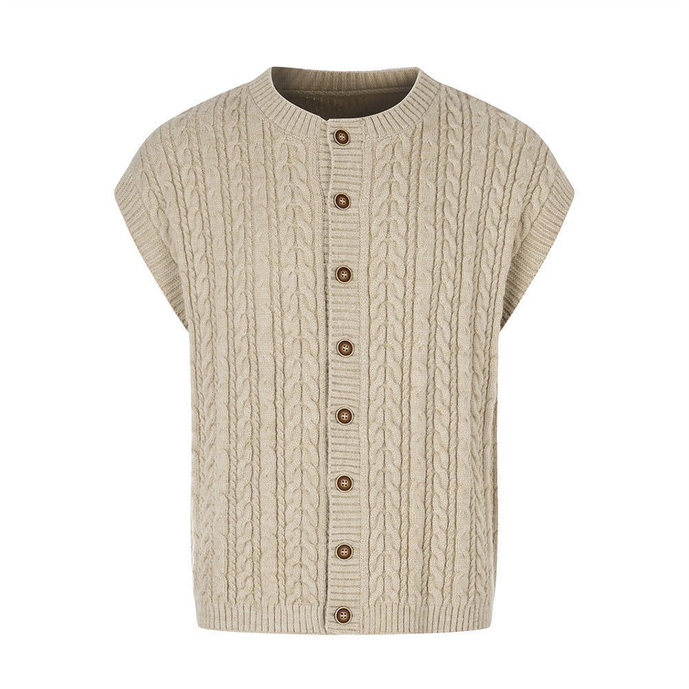 Solid color pit strip Fried Dough Twists sweater vest