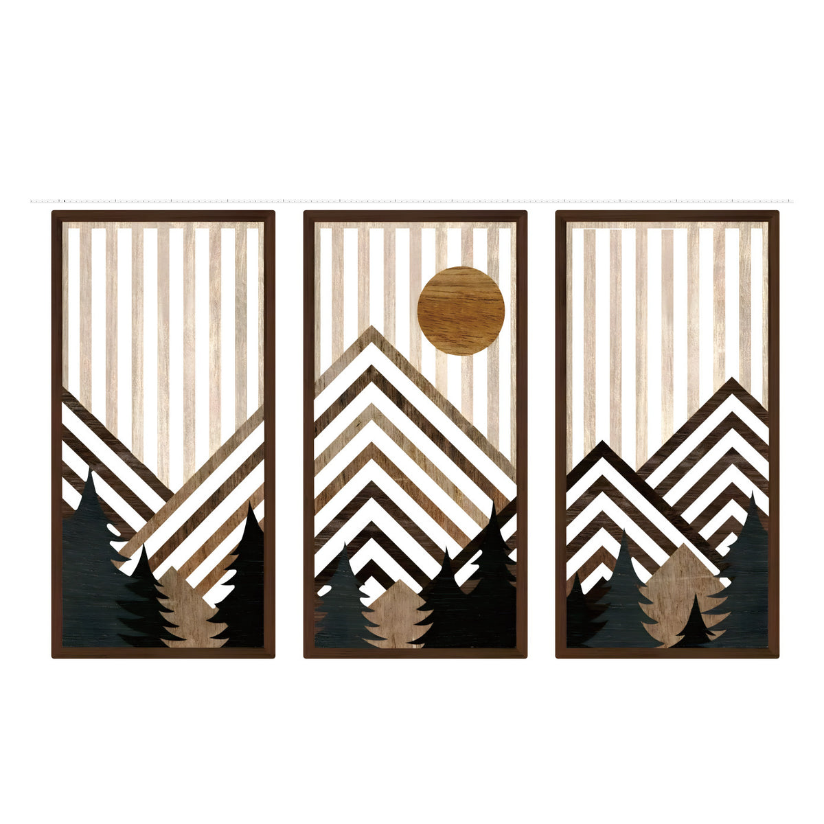 Rustic Wooden Wall Hanging Decor with Hollow Design for Bedroom and Living Room, Wall Art Decoration
