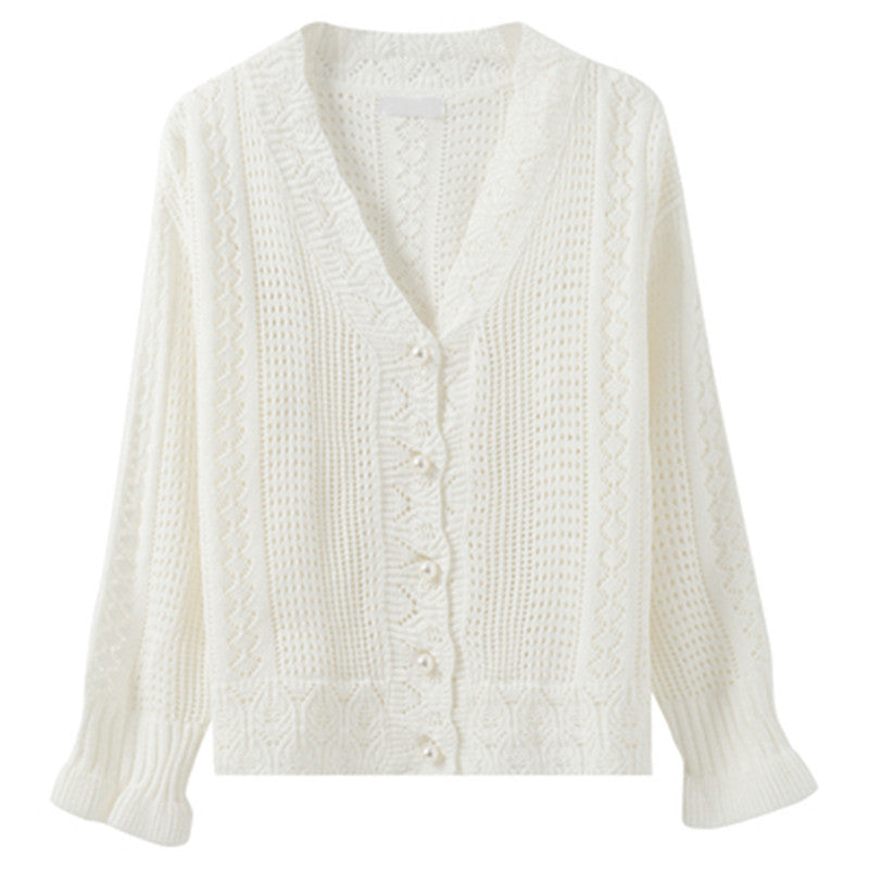 Loose hollow knitted top thin jacket