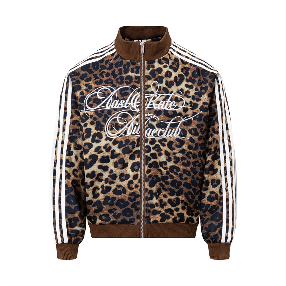 Loose stand up leopard print jacket