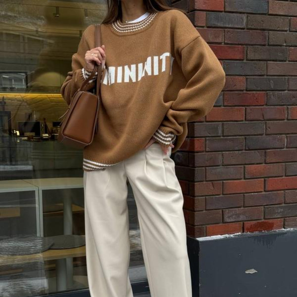 Knitted Sweater Crewneck Pullover Women's Top