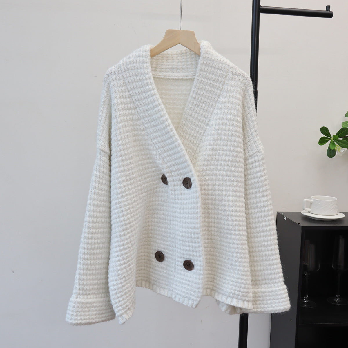 Loose long sleeved V-neck sweater