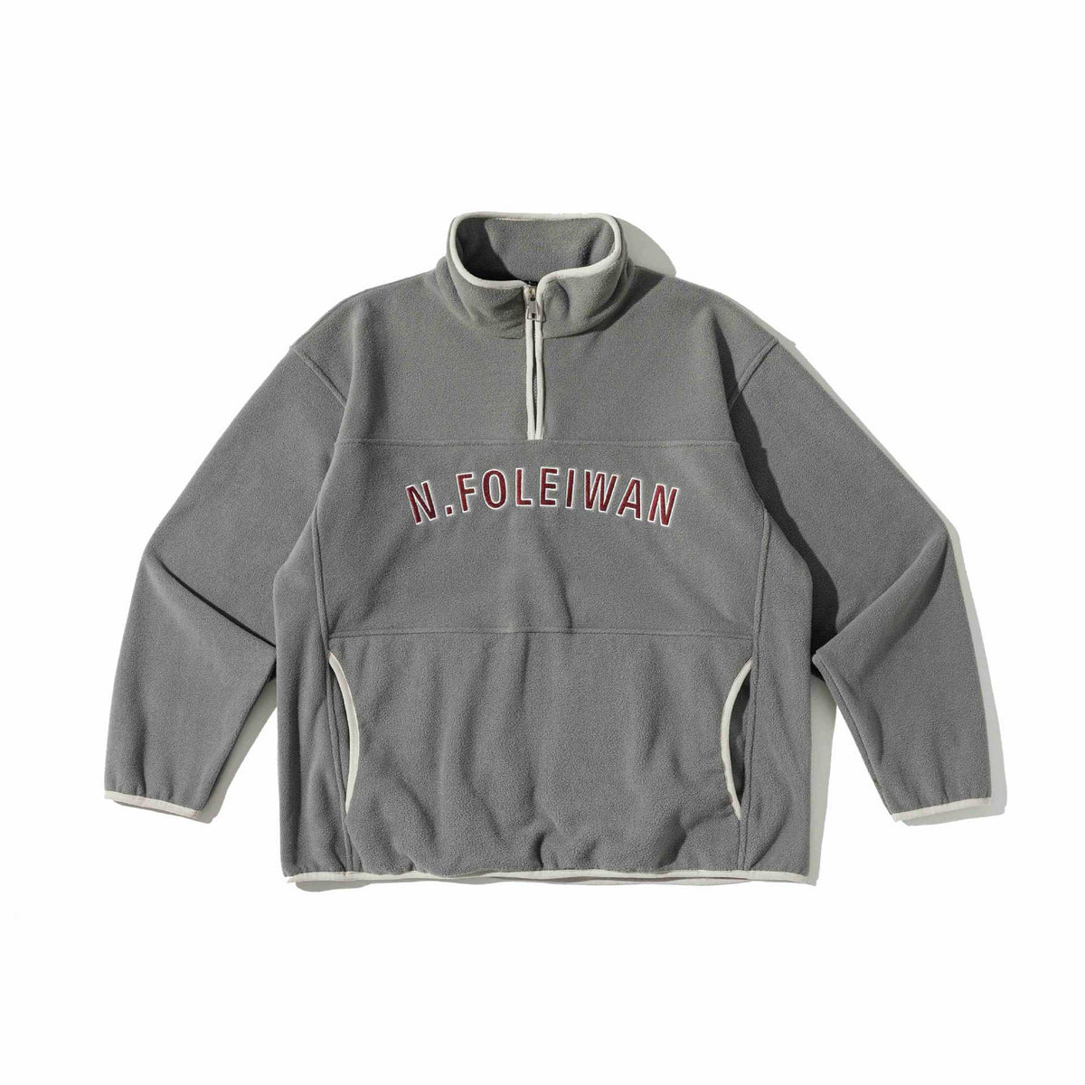 Letter Embroidery Long Sleeve Zipper Pocket Stand Collar Zipper Closure Hoodie Men