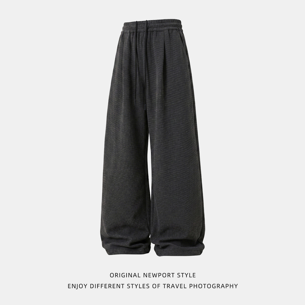 Subtle Patterned Slim Stripe Straight-Leg Casual Trousers for Men, Autumn Loose Drape Vintage Casual Long Pants