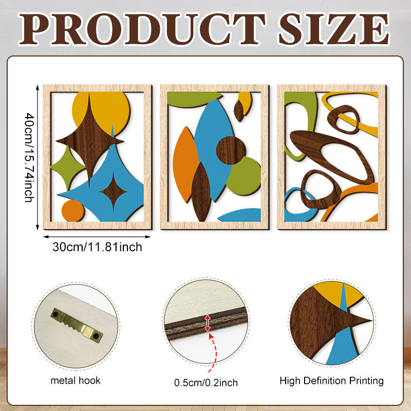 Rustic Wooden Wall Hanging Decor with Hollow Design for Bedroom and Living Room, Wall Art Decoration