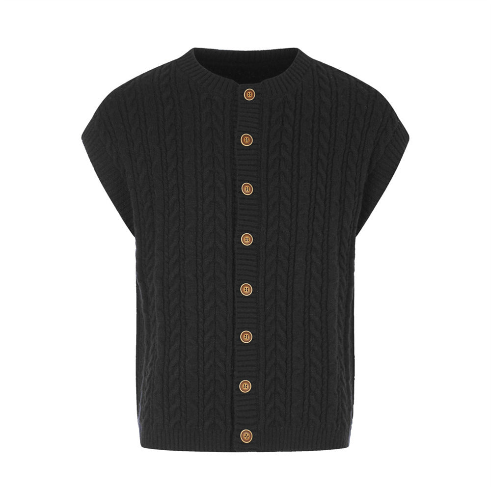 Solid color pit strip Fried Dough Twists sweater vest
