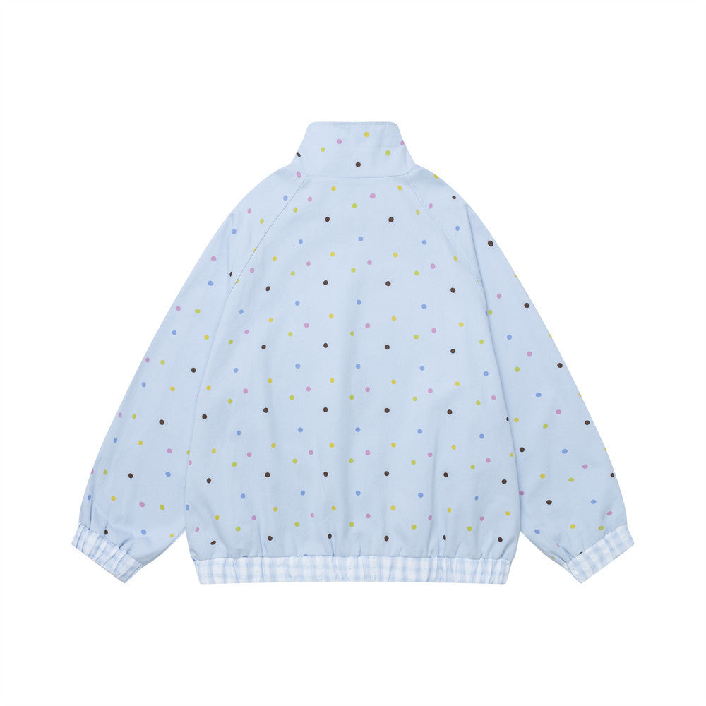 Plaid lapel zipper jacket
