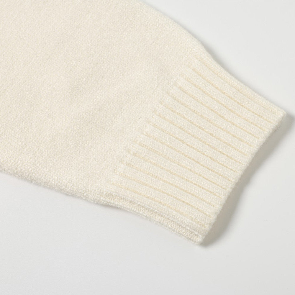 Oblique button high neck knitted sweater