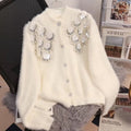 Sweet faux mink fur sweater cardigan for women